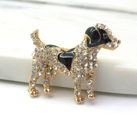 Jack Russell Dog Crystal Pin Brooch - Picture 3 of 3
